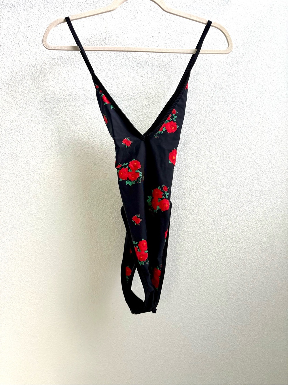 Tiger Mist Black/Navy One-Piece Swimsuit with Red Floral Print